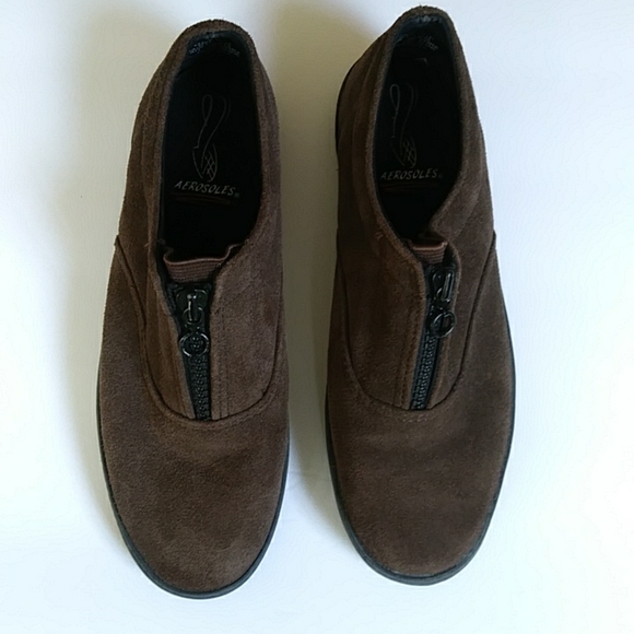 Aerosoles Suede Leather Zip Up Loafers 8B Chocolate Brown - Picture 10 of 15